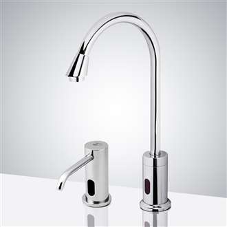 Fontana Hospital Style Adjustable Commercial Automatic Touchless Sensor Faucet in Chrome with Matching Soap Dispenser