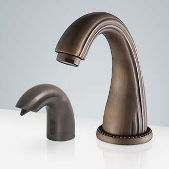 Fontana Creteil Motion Sensor Faucet & Automatic Touchless Commercial Soap Dispenser for Restrooms in Antique Bronze Finish