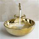 Turin Gold Finish Ceramic Bathroom Sink and Faucet Set