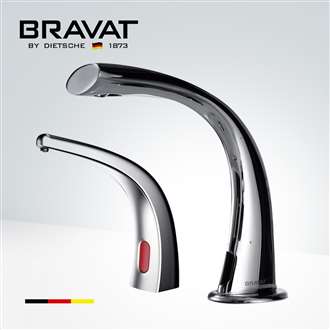 Bravat Chrome Finish Commercial Automatic Sensor Faucet & Automatic Soap Dispenser