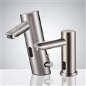 Fontana Thermostatic Deck Mount Commercial Motion Sensor Faucet and Soap Dispenser for Restrooms in Brushed Nickel