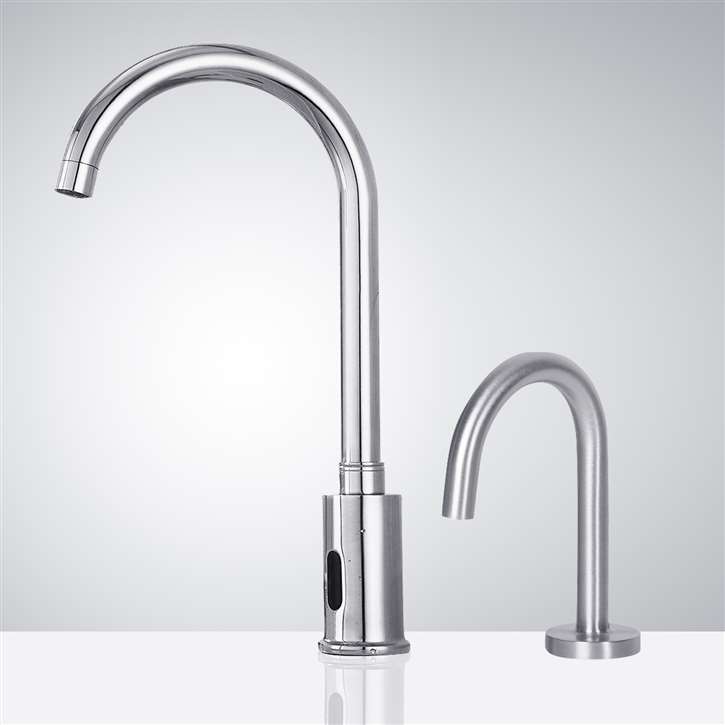 Fontana Venice High Quality Commercial Motion Sensor Faucet & Automatic Touchless Commercial Soap Dispenser for Restrooms in Chrome