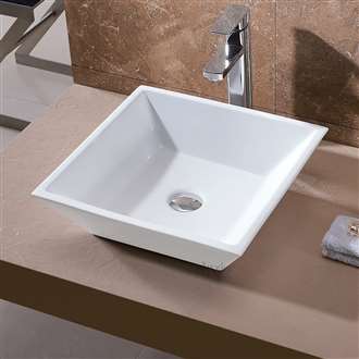 Assisi Deck Mount White Porcelain Ceramic Bathroom Sink