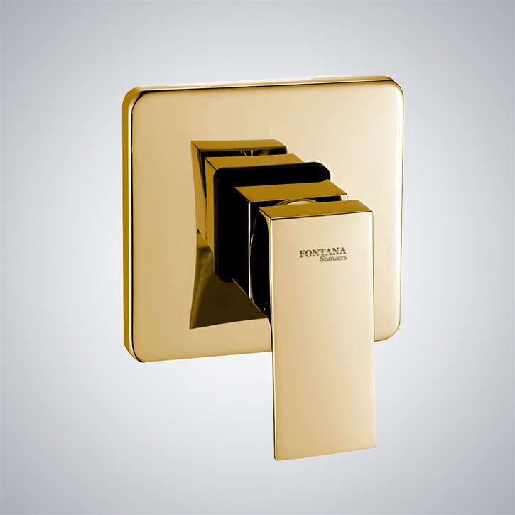 Fontana Square Wall Mounted Solid Brass 1 Way Concealed Shower Mixer Valve In Brushed Gold