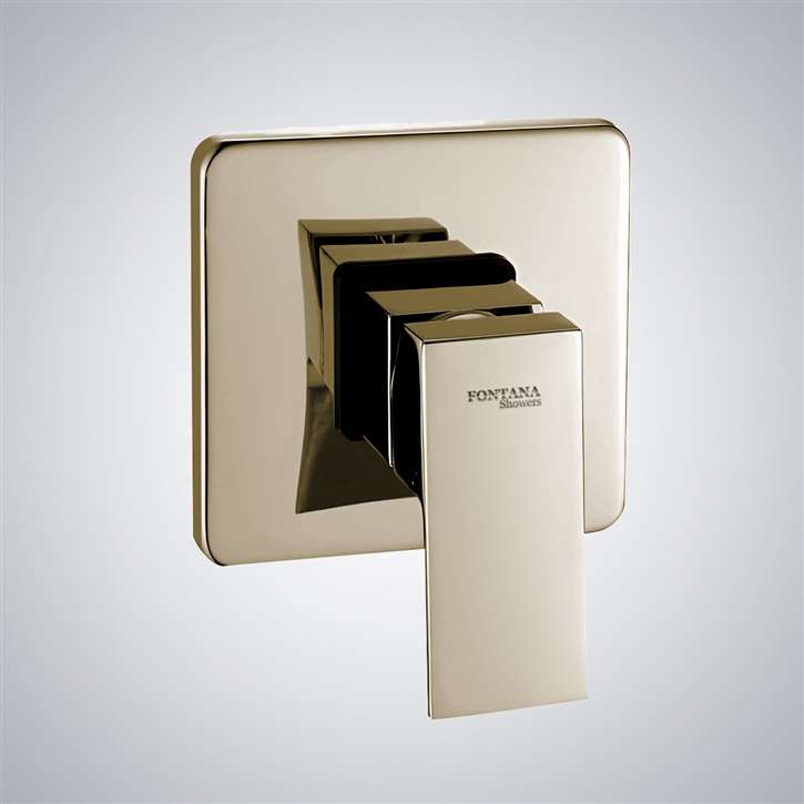 Fontana Square Wall Mounted Solid Brass 1 Way Concealed Shower Mixer Valve In Champagne