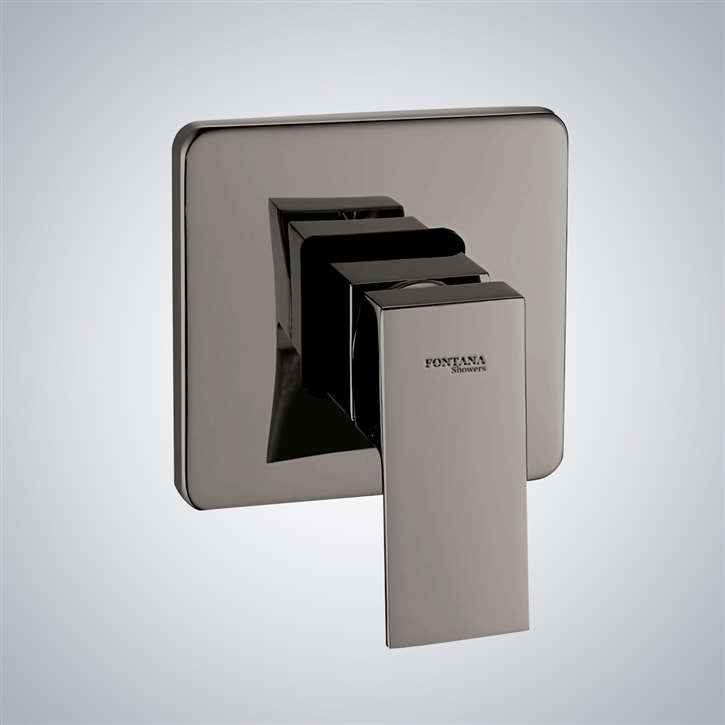Fontana Square Wall Mounted Solid Brass 1 Way Concealed Shower Mixer Valve In Gun Metal Gray