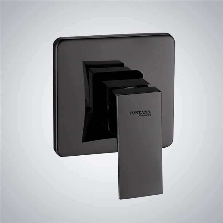 Fontana Square Wall Mounted Solid Brass 1 Way Concealed Shower Mixer Valve In Matte Black