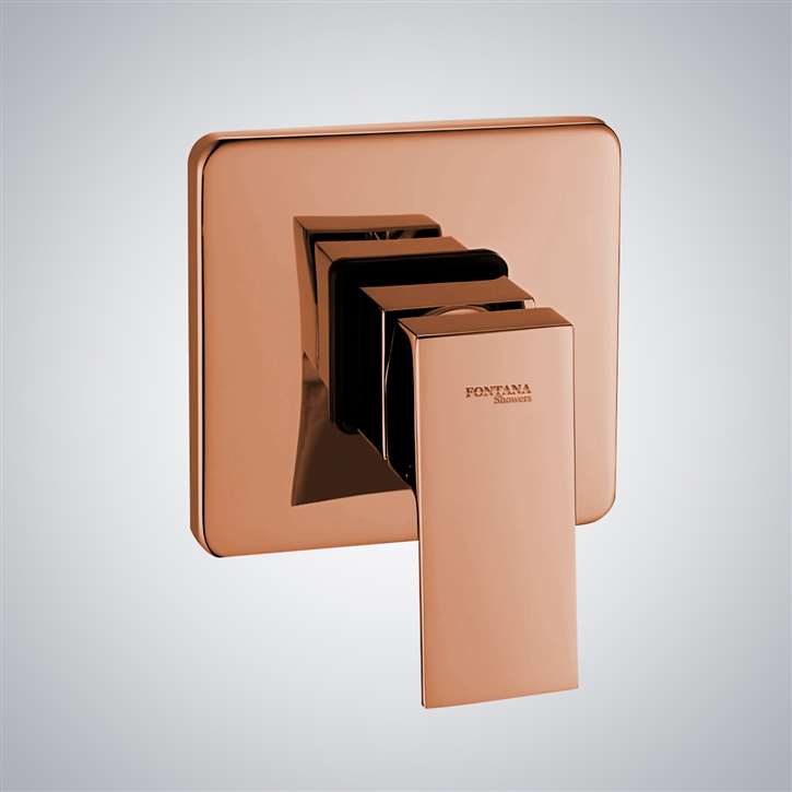 Fontana Square Wall Mounted Solid Brass 1 Way Concealed Shower Mixer Valve In Rose Gold
