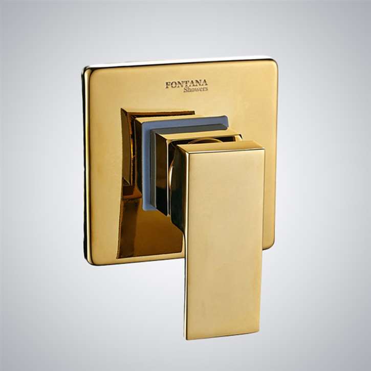 Fontana Square Wall Mounted Solid Brass 1 Way Concealed Shower Mixer Valve In Gold
