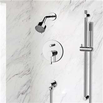Fontana Chrome Wall Mounted Shower Set With Hot And Cold Mixer Valve And Handheld Shower