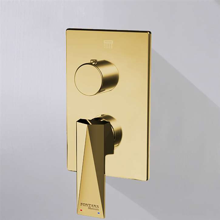 Brushed Gold  2 Way Concealed Thermostatic Shower Mixer Valve Wall Mounted