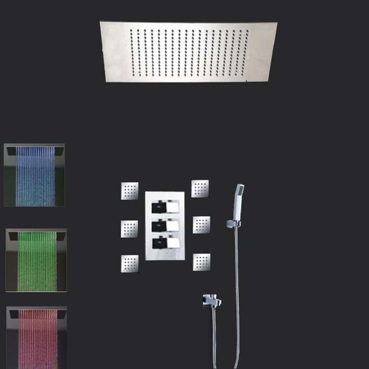 360*500mm bathroom shower set with RGB color led shower head,massage shower set