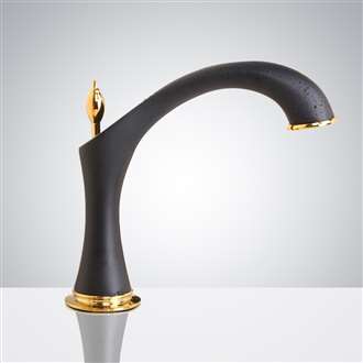 Fontana Matte Black and Gold Widespread Automatic Sensor Bathroom Faucet