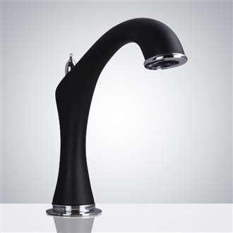 Fontana Commercial Black and Chrome Widespread Automatic Sensor Bathroom Faucet