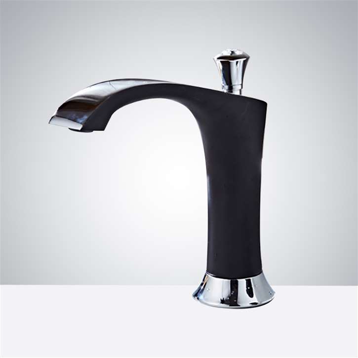 Fontana Matte Black and Chrome Widespread Automatic Bathroom  Touchless Sensor Faucet
