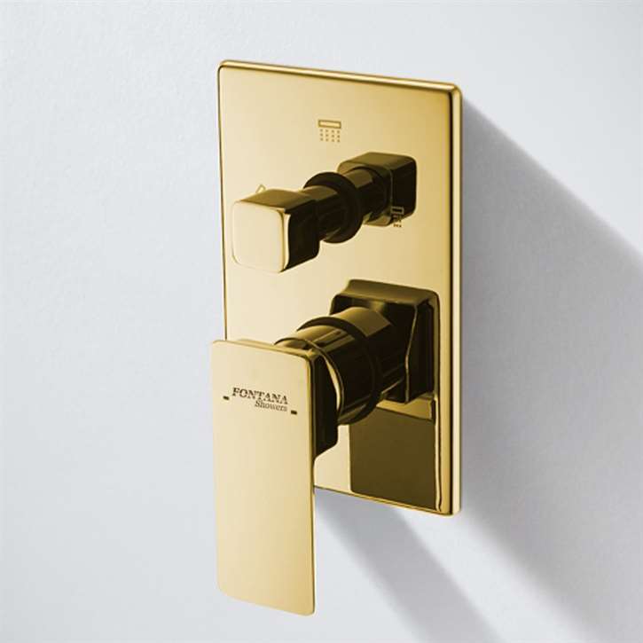 Fontana Round Hot and Cold 3 Way Shower Mixer Wall Mounted Gold Finish