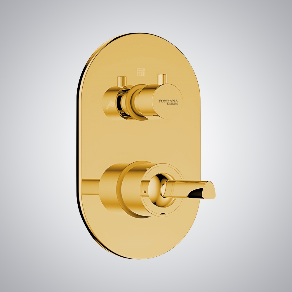 Round Shape Gold Finish Wall Mounted Hot and Cold Shower Mixer