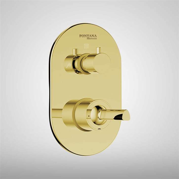 Brushed Gold Wall Mounted Shower Mixer With Hot and Cold Water Control