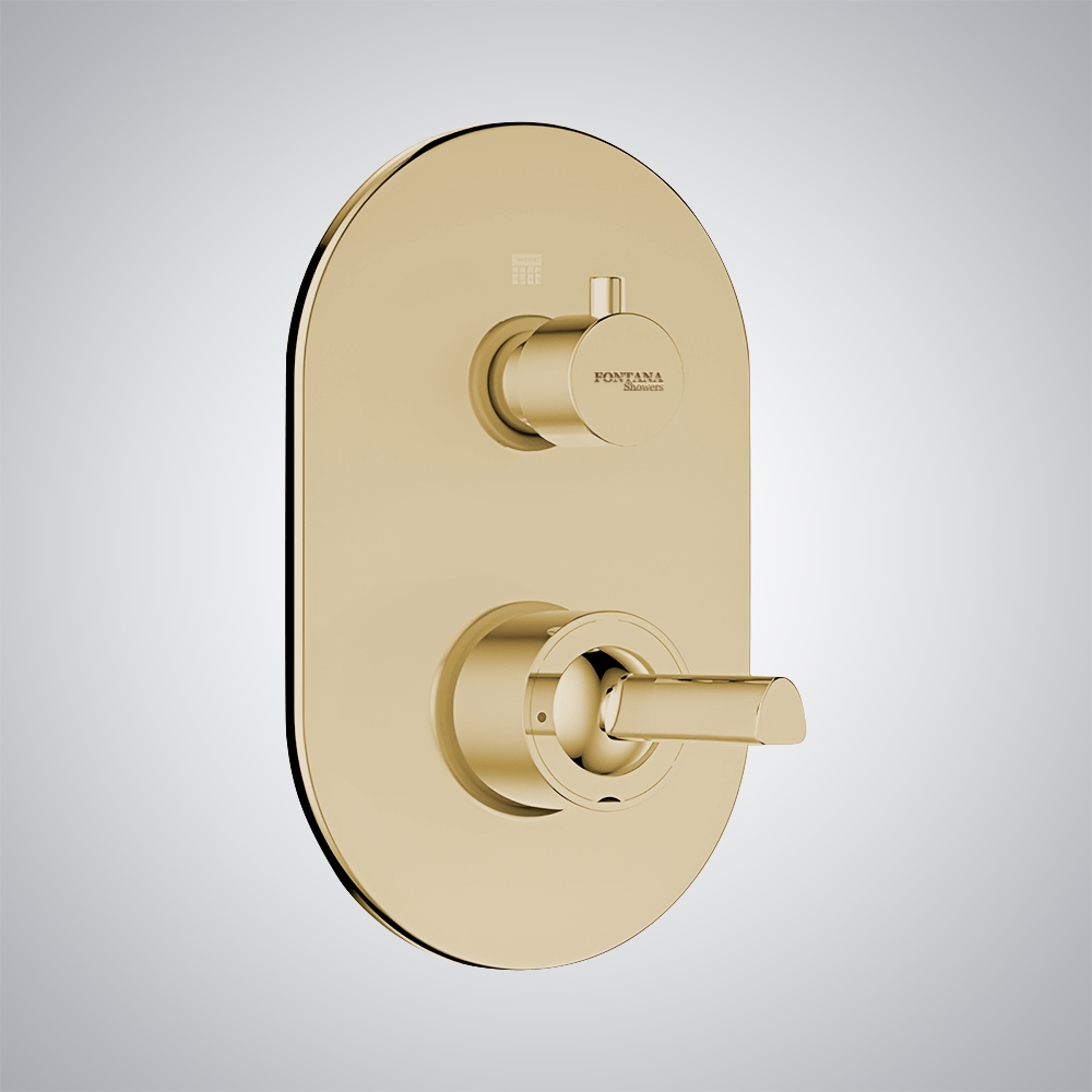 Brushed Gold Wall Mounted Shower Mixer With Hot and Cold Water Control