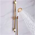 Fontana Brass gold metal shower sliding bar with height-adjustable shower head and hose for bathroom