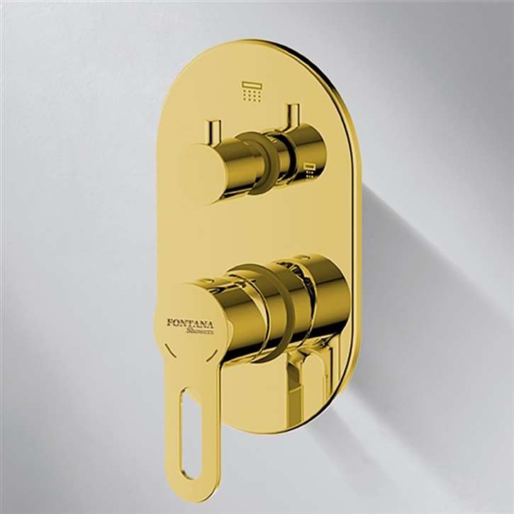 Fontana Gold Wall Mount Shower Mixer Dual Handle Thermostatic Control