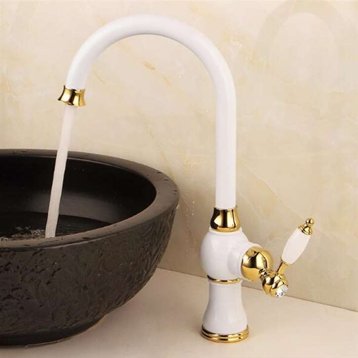 Gallarate Single Handle Gold & White Kitchen Faucet
