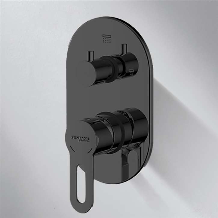 Fontana Round Shape Thermostatic Shower Mixer In Matte Black