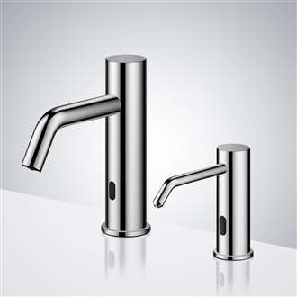 Fontana Chrome Deck Mounted  Commercial Touchless Sensor Faucet & Soap Dispenser