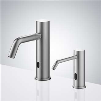 Fontana Commercial Touchless Sensor Faucet & Soap Dispenser In Brushed Nickel