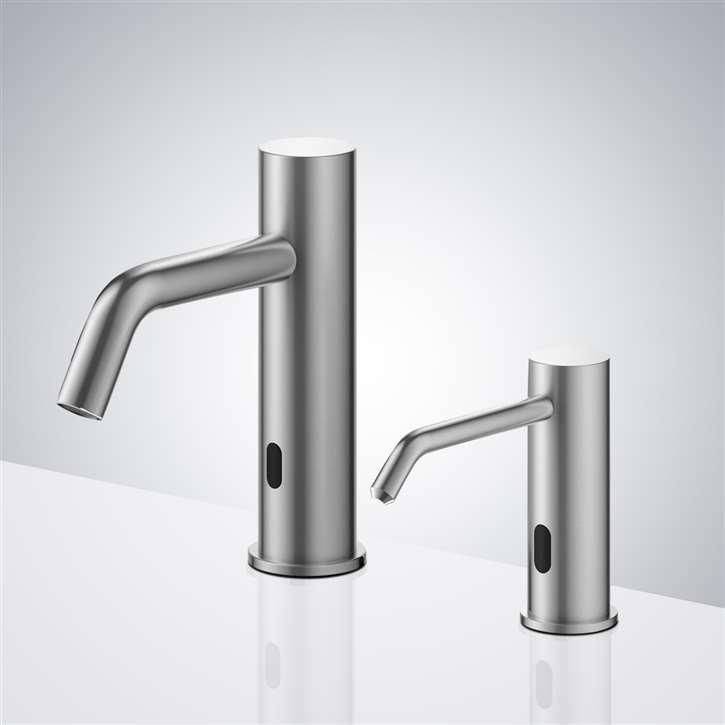 Fontana Commercial Touchless Sensor Faucet & Soap Dispenser In Brushed Nickel