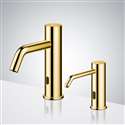 Polished Gold Commercial Touchless Sensor Faucet & Touchless Soap Dispenser