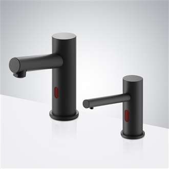 Matte Black Finish Commercial Touchless Sensor Faucet With Soap Dispenser