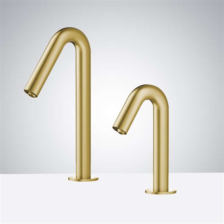 Brushed Gold High Quality Temperature Control Touchless Sensor Faucet And Soap Dispenser