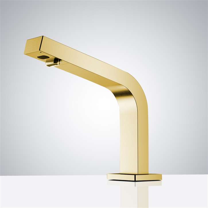 Fontana Brushed Gold Deck Mounted Public Restroom Touchless Sensor Faucet