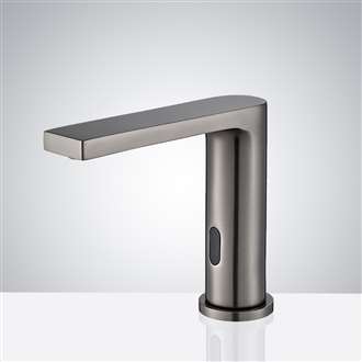 Fontana Gun Grey Short Hot & Cold Deck Mounted Bathroom Sensor Faucet