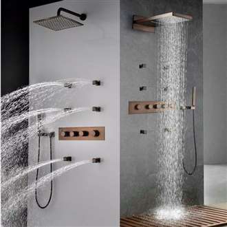Fontana Lyon Luxurious Rainfall Bronze Finish Bathroom Shower Set