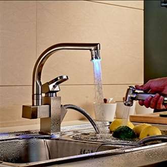 Lucca Brushed Nickel Single Handle LED Kitchen Faucet