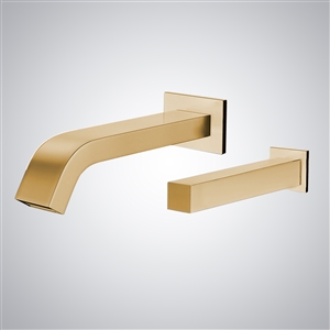 Fontana Contemporary Commercial Wall Mount Sensor Faucet and Soap Dispenser in Brushed Gold