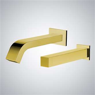 Fontana Contemporary Commercial Wall Mount Sensor Faucet and Soap Dispenser in Gold