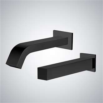 Fontana Contemporary Commercial Wall Mount Sensor Faucet and Soap Dispenser in Matte Black