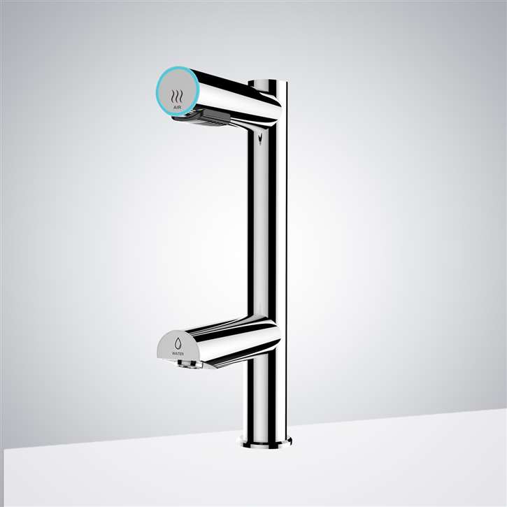 Fontana Stylish Chrome Deck Mounted Commercial Touchless Sensor Faucet and Hand Dryer