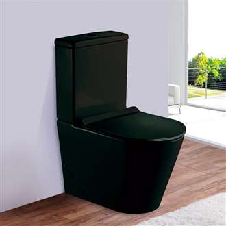 Fontana Vercelli Black Finish Modern Rimless Bathroom Toilet