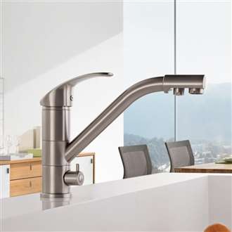 Pomezia High-end Brass Body Nickel Brushed Deck Mount Kitchen Faucet