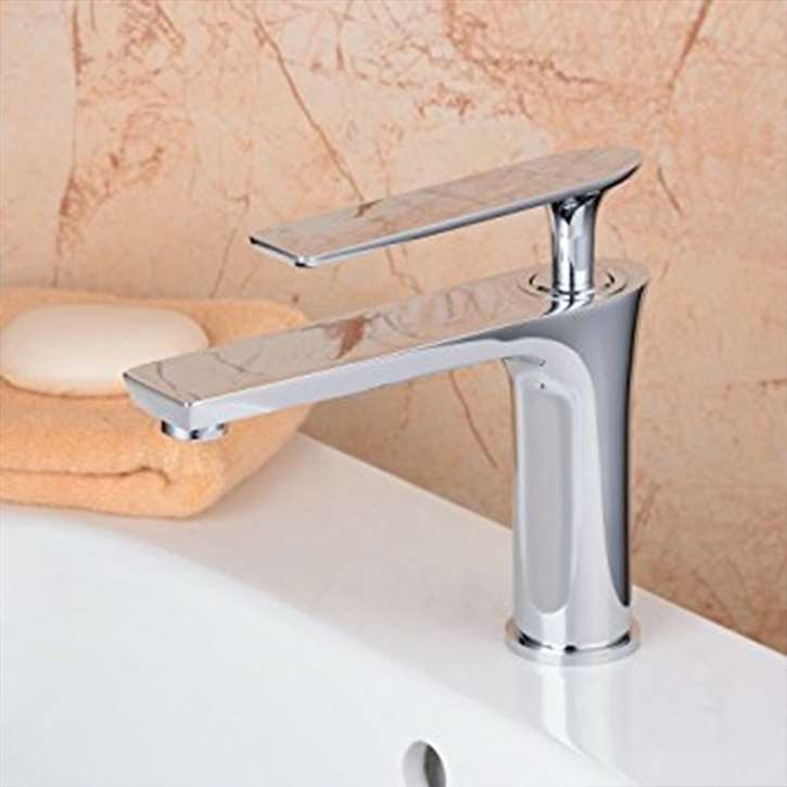 Bitonto Single Handle Posh Long Reach Rectangular Spout Chrome Bathroom Faucet