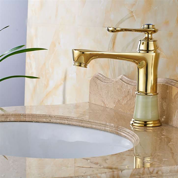 Chieti Posh Gold Antique Gem Single Handle Bathroom Faucet
