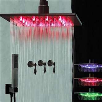 Calabria Brass 8" LED Rainfall Square Shower Head Bathroom Shower Set