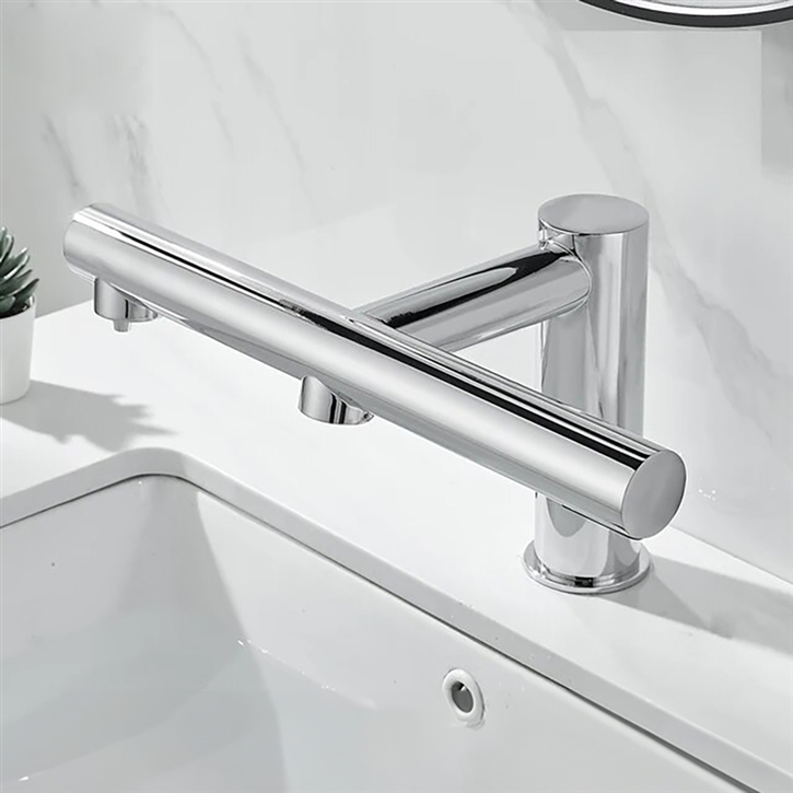 Fontana Luxurious Chrome Touchless Faucet With Soap Dispenser and Hand Dryer