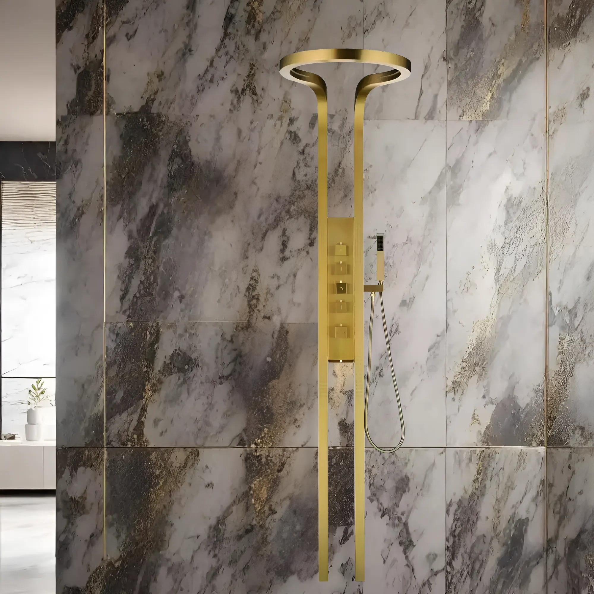 Fontana Talence Gold Outdoor Luxury Shower Panel