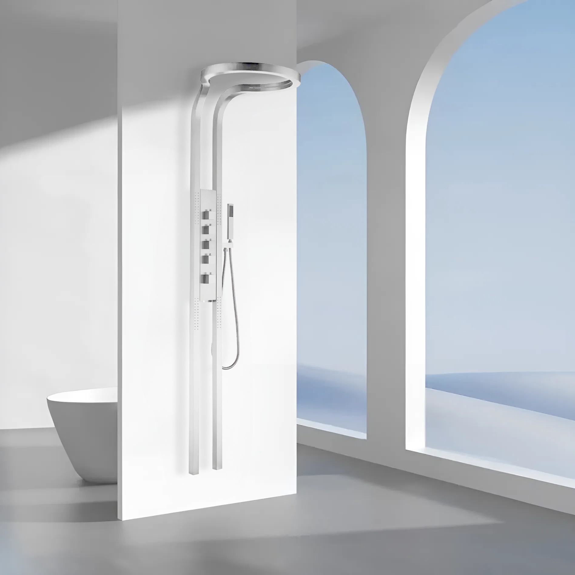 Fontana Alfortville Matte White Outdoor Luxury Shower Panel