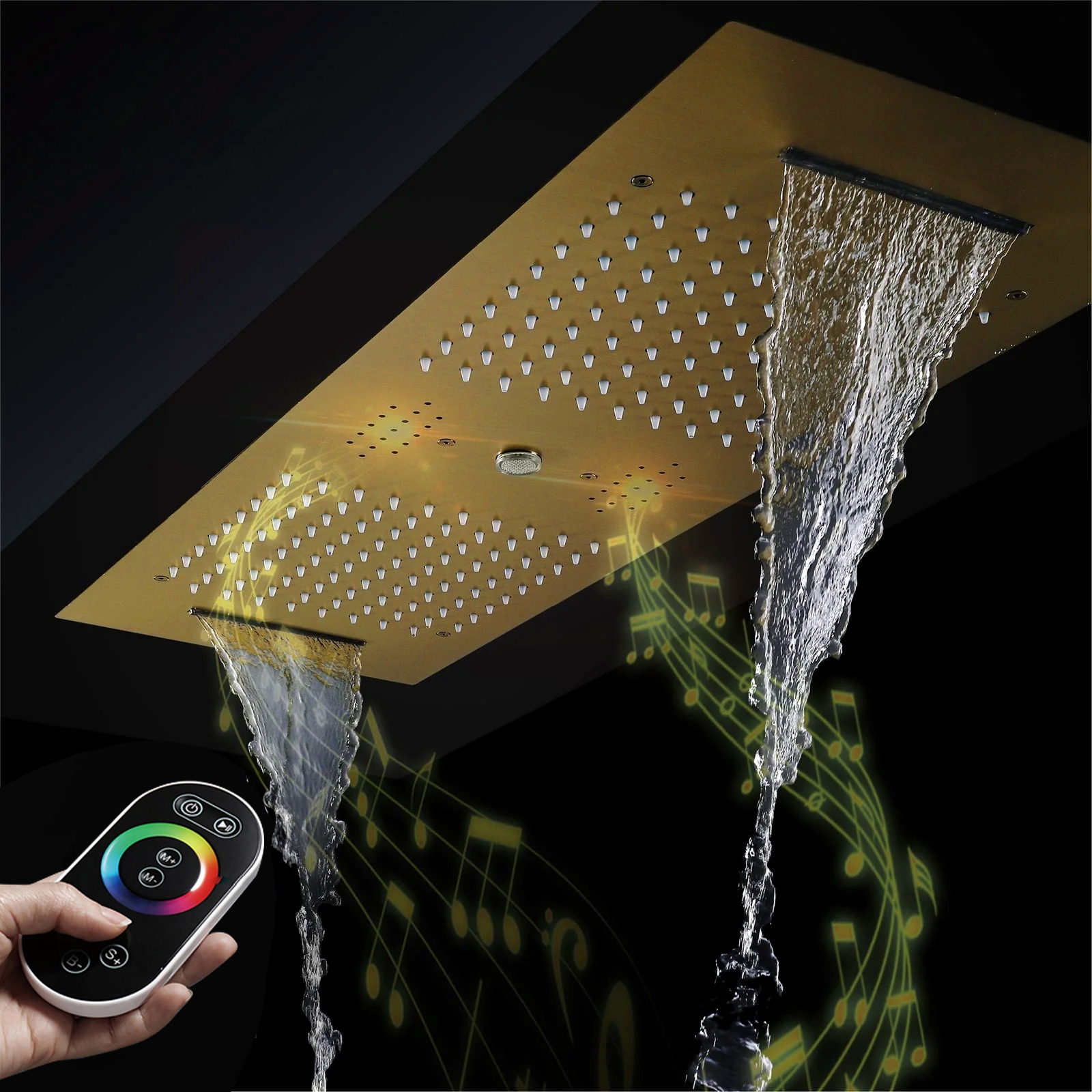Fontana Tranquil Flow Polished Gold Remote Control Luxury Shower Head